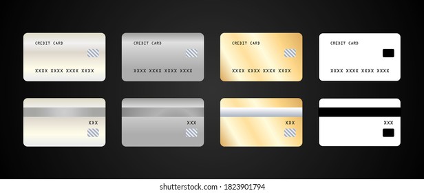 Credit Cards Vector Collection  with gold and platinum cards, luxury icons of credit cards 