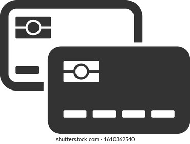 Credit cards vector icon. Flat Credit cards symbol is isolated on a white background.