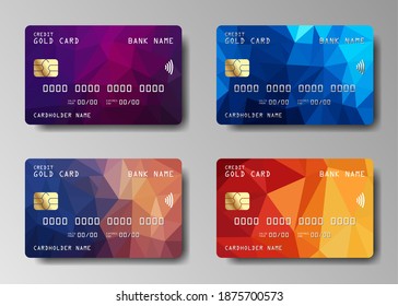 Credit Cards vector mockups. Front  side template