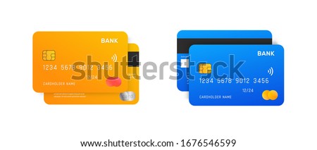 Credit Cards vector mockups isolated on white background. 