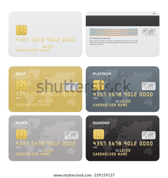 Credit Cards Vector Set Gold Silver Stock Vector Royalty Free