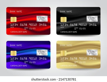 Realistic Detailed Credit Cards Set Colorful Stock Vector (Royalty Free ...