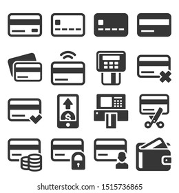 Credit Cart Icons Set on White Background. Vector