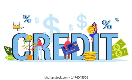 Credit concept web banner. Idea of banking system and payment. Financial technology. Isolated flat illustration vector