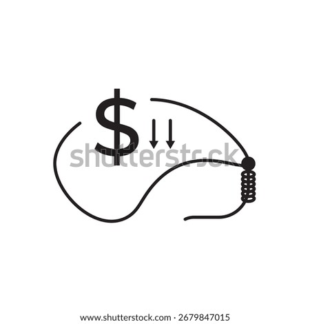 Credit control icon with a dollar sign being reined in, symbolizing debt management, risk mitigation, and financial regulation. Ideal for credit apps, banking services, and financial compliance.