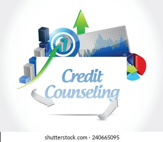 credit counseling business graphs signs illustration design over a white background