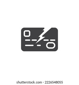 Credit crisis vector icon. Financial crisis filled flat sign for mobile concept and web design. Broken credit card glyph icon. Symbol, logo illustration. Vector graphics
