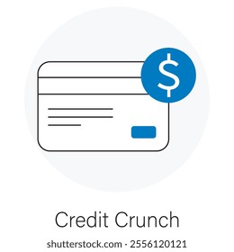 Credit Crunch Icon, Navigating Financial Challenges During a Credit Squeeze, Understanding the Causes and Consequences of a Credit Crunch, Vector