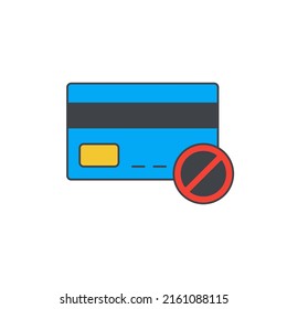 Credit or debet card disable icon in color, isolated on white background 