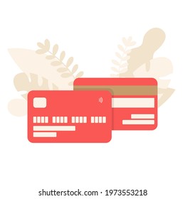 Credit or debit bank card on isolated background. Vector illustration. 