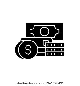 Credit and debit black vector concept icon. Credit and debit flat illustration, sign