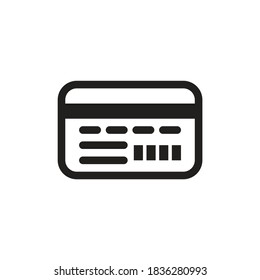 Credit debit card - black icon on white background. Digital money concept sign. Graphic design element. Vctor illustration. 