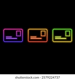 Credit, debit card, black payment icon. neon style..