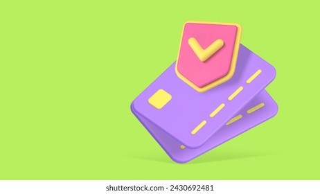 Credit debit card change exchange e money transfer banner with copy space 3d icon realistic vector illustration. Digital financial banking service electronic cashless approved payment transaction