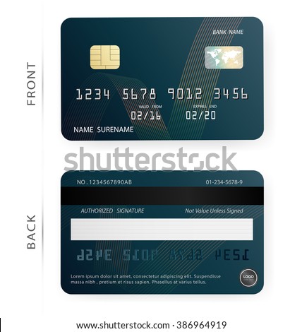 Credit debit card design template. Vector/Blue and abstract line patterns background. To adapt idea for commercial business advertising information financial and illustration.