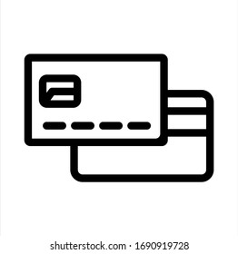 Icono de tarjeta de débito en la plantilla de logotipo de ilustración vectorial de línea plana. Pasos10