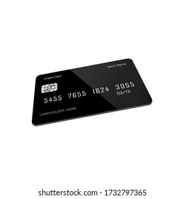 Credit or debit card icon flat 3D on isolated white background. EPS 10 vector. Payment concept.