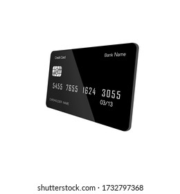 Credit or debit card icon flat 3D on isolated white background. EPS 10 vector. Payment concept