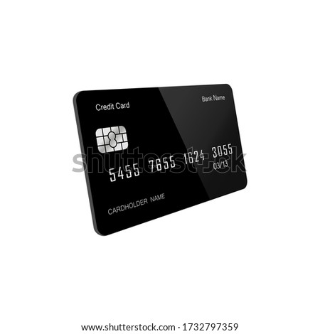 Credit or debit card icon flat 3D on isolated white background. EPS 10 vector. Payment concept.