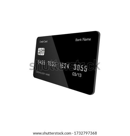 Credit or debit card icon flat 3D on isolated white background. EPS 10 vector. Payment concept