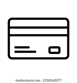 Credit or debit card icon for payment transaction or cash withdrawal at atm machine in black outline style