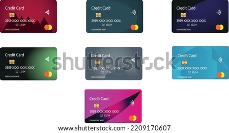 Credit and debit card illustraion vector with 7 unique designs high quality eps file.
