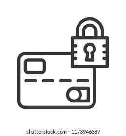 credit or debit card and lock, security icon, Bank building, bank and financial related icon, editable stroke outline