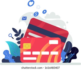 Credit or Debit card payment, business concept vector illustration.
