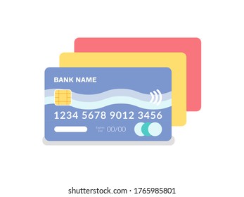 Credit and debit card vector, isolated icon of plastic item with numbers and special code, financial object to pay and shopping, finance and capital