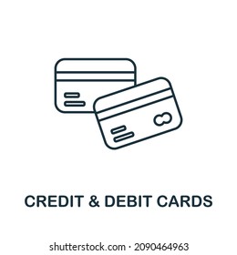 Credit Debit Cards icon. Line element from banking operations collection. Linear Credit Debit Cards icon sign for web design, infographics and more.