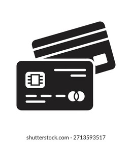 Credit and debit cards solid black vector icon isolated white background plastic payment method banking finance shopping symbol design illustration