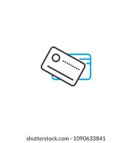Credit & debit cards vector thin line stroke icon. Credit & debit cards outline illustration, linear sign, symbol concept.