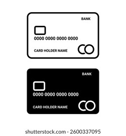 Credit or debit charge card with chip for payment line art vector icon