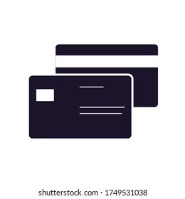 Credit or debt bank card icon isolated on white