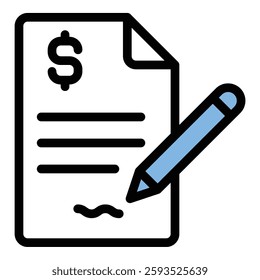 Credit document icon in flat line style representing financial agreements transactions and records ideal for banking and business concepts.