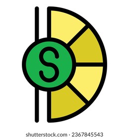 Credit graph chart icon outline vector. Small bank. Local document color flat
