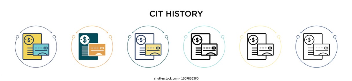 Credit History Icon In Filled, Thin Line, Outline And Stroke Style. Vector Illustration Of Two Colored And Black Credit History Vector Icons Designs Can Be Used For Mobile, Ui, Web