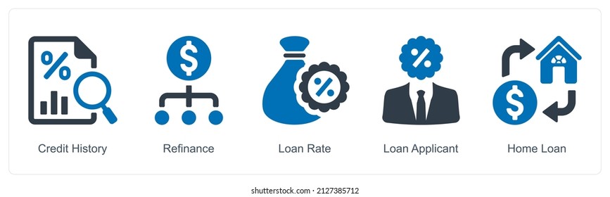 Credit History And Refinance Icon Concept