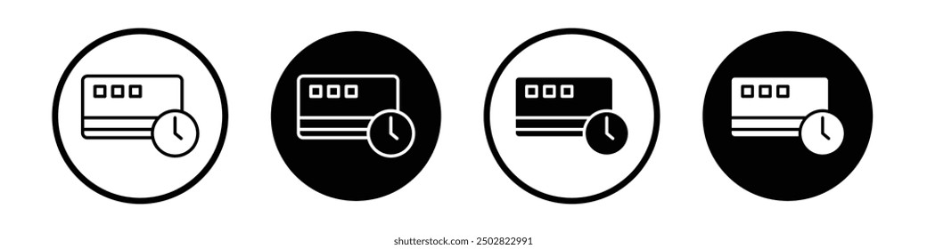 Credit history vector icon set black filled and outlined style.