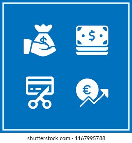 credit icon. 4 credit vector set. credit card, euro, money bag and dollar icons for web and design about credit theme
