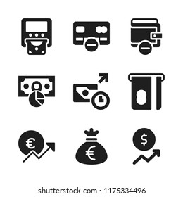 credit icon. 9 credit vector icons set. insert card, money bag and dollar icons for web and design about credit theme