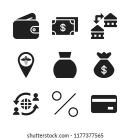 credit icon. 9 credit vector icons set. percentage, money and wallet icons for web and design about credit theme