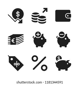 credit icon. 9 credit vector icons set. dollar, wallet and money icons for web and design about credit theme