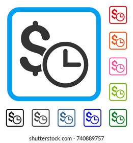 Credit icon. Flat gray iconic symbol inside a light blue rounded squared frame. Black, gray, green, blue, red, orange color additional versions of Credit vector. Designed for web and application UI.