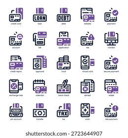Paquete de iconos de crédito para su Sitio web, móvil, presentación y diseño de logotipo. Diseño de doble tono Credit Icon. Ilustración gráfica de Vector y trazo editable.