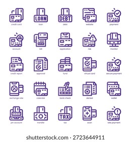 Paquete de iconos de crédito para su Sitio web, móvil, presentación y diseño de logotipo. Línea Credit Icon diseño de color básico. Ilustración gráfica de Vector y trazo editable.