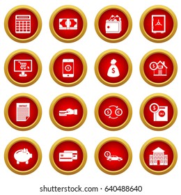 Credit icon red circle set isolated on white background