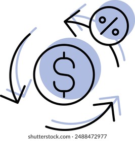 Icono de crédito: que representa la capacidad de endeudamiento, la fiabilidad financiera y las transacciones de préstamo