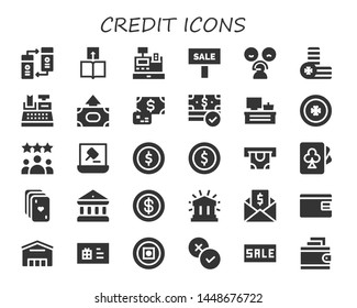 credit icon set. 30 filled credit icons.  Simple modern icons about  - Transfer, Cash register, Sale, Rate, Coins, Money, Payment, Coin, Rating, Auction, Atm, Cards, Bank, Financial