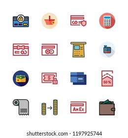 credit icon set. vector set about calculator, percentage, gift card and american express icons set.